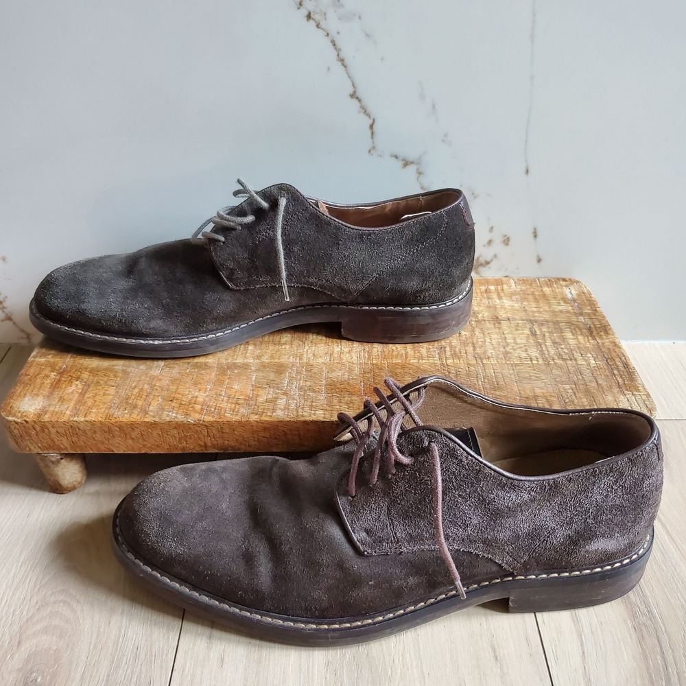 1901 Shoes Mens 11 Brown Suede Lace Up Dress Derby Almond Toe Lined Oxfords